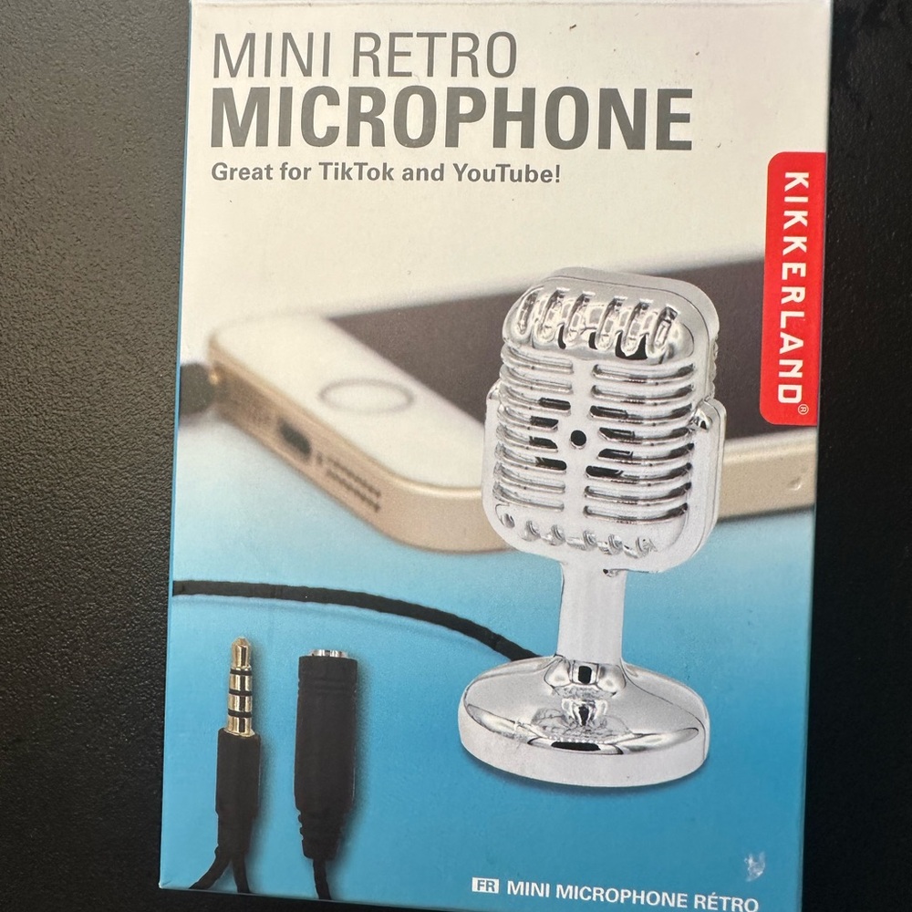 Kikkerland Mini Retro Microphone – Chrome Silver Desktop Mic